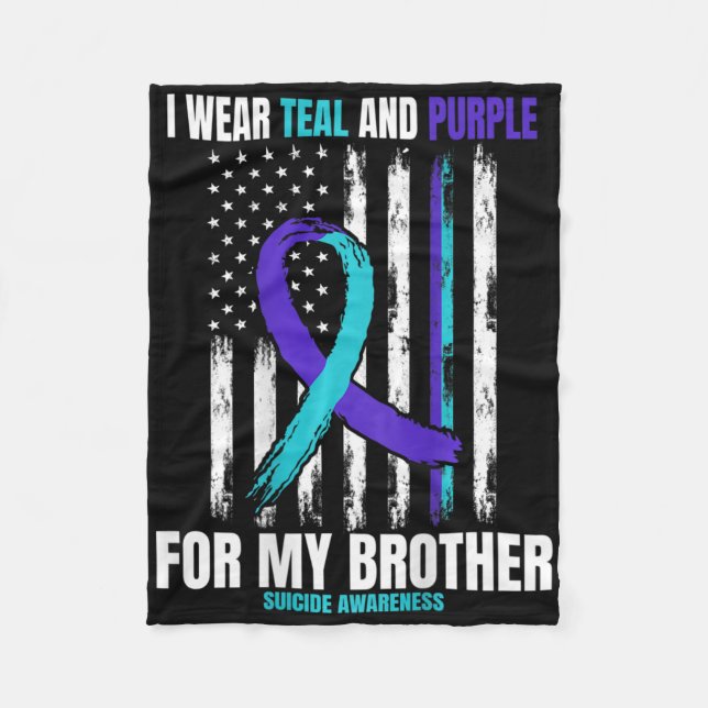Brother Suicide Awareness Prevention American Flag Fleece Blanket (Front)