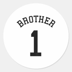 Brother Team Shirt No. 1 Soccer Handll Sketll Cric Classic Round Sticker