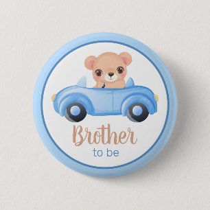 Brother To Be Bear Boy Baby Shower Button
