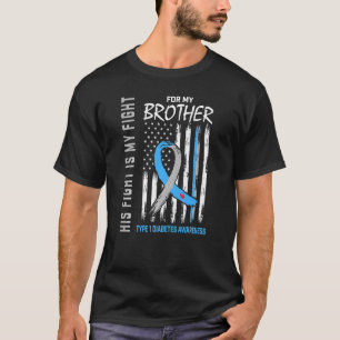 Brother Type One Diabetes Awareness Ribbon America T-Shirt