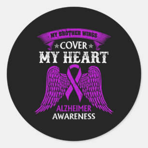 Brother Wings Cover My Heart Alzheimerheimer Aware Classic Round Sticker