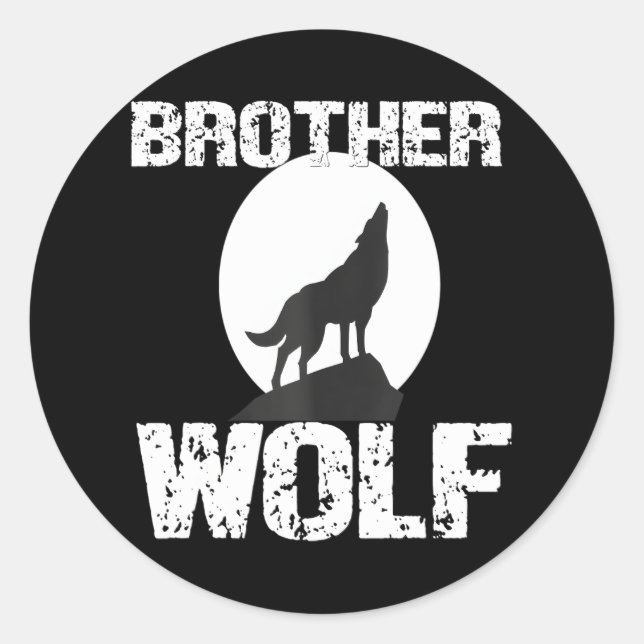 Brother Wolf Matching Family Tribe Wolves Moon Classic Round Sticker (Front)