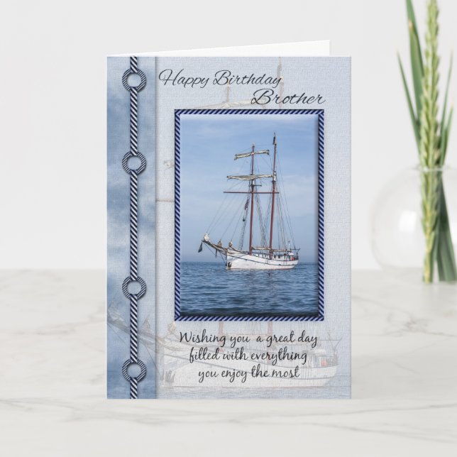 Brother Yacht Birthday Greeting Card (Front)