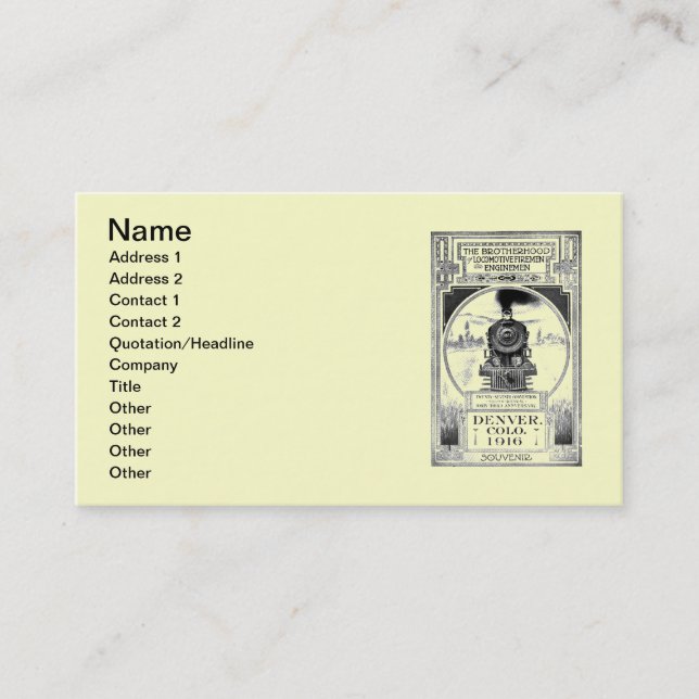Brotherhood of Locomotive Firemen & Enginemen Business Card (Front)