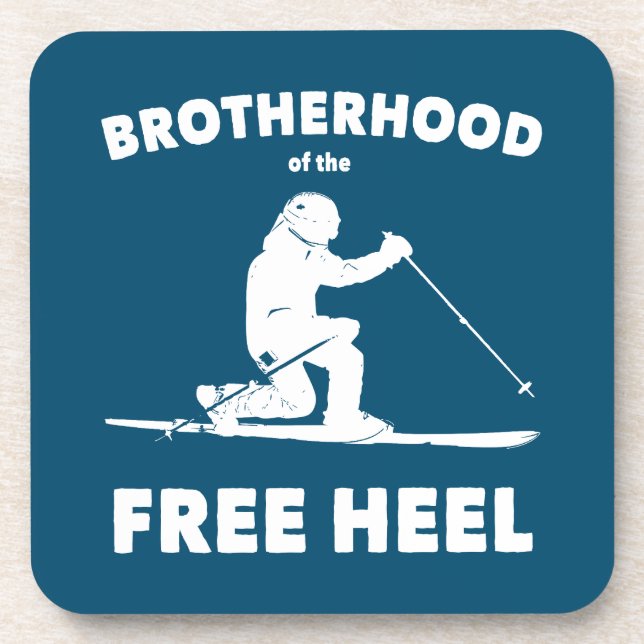 Brotherhood Of The Free Heel Telemark Skiing Coaster (Front)