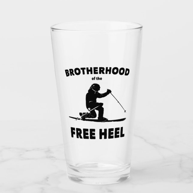 Brotherhood Of The Free Heel Telemark Skiing Glass (Front)