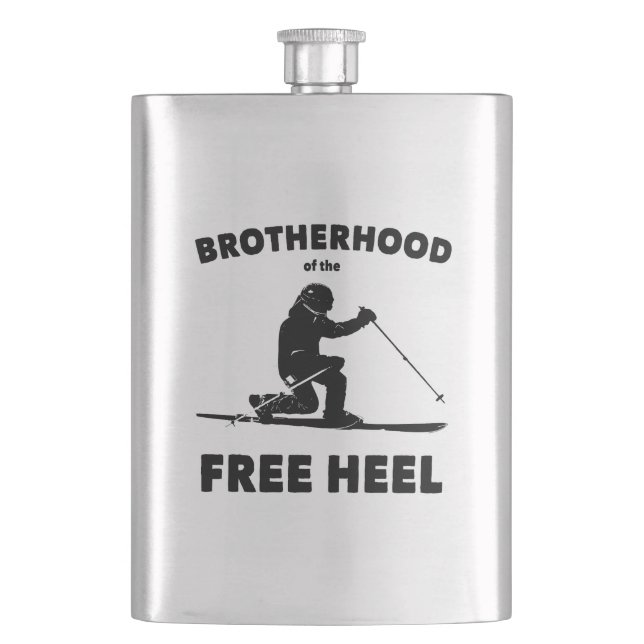 Brotherhood Of The Free Heel Telemark Skiing Hip Flask (Front)