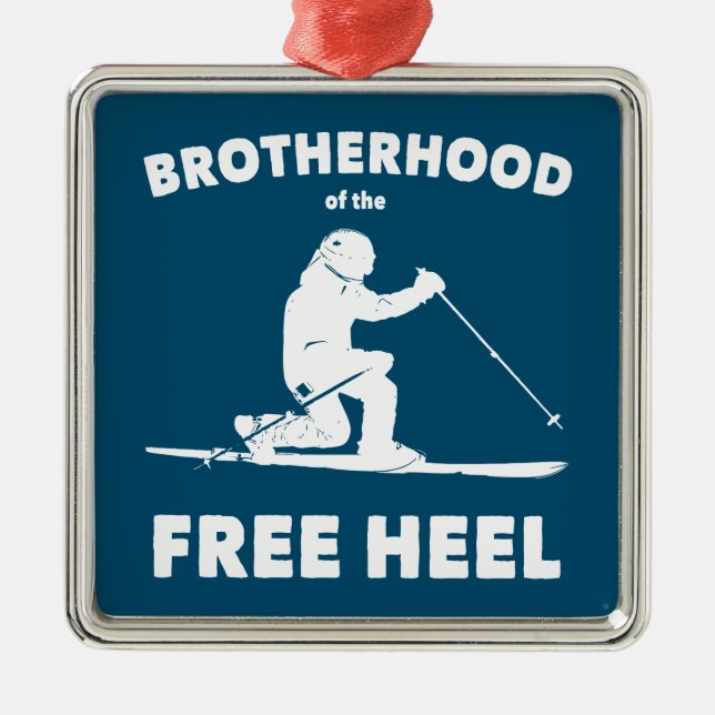 Brotherhood Of The Free Heel Telemark Skiing Metal Tree Decoration (Front)