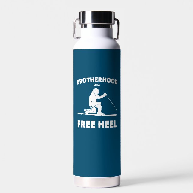 Brotherhood Of The Free Heel Telemark Skiing Water Bottle (Front)