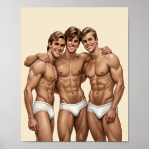 Brotherhood of Vigor: Diverse Trio in Retro Style Poster