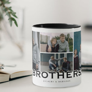 BROTHERS 8 Photo Collage Modern Gift  Mug