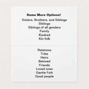 "Brothers and Sisters" Intervention w/suggestions Business Card