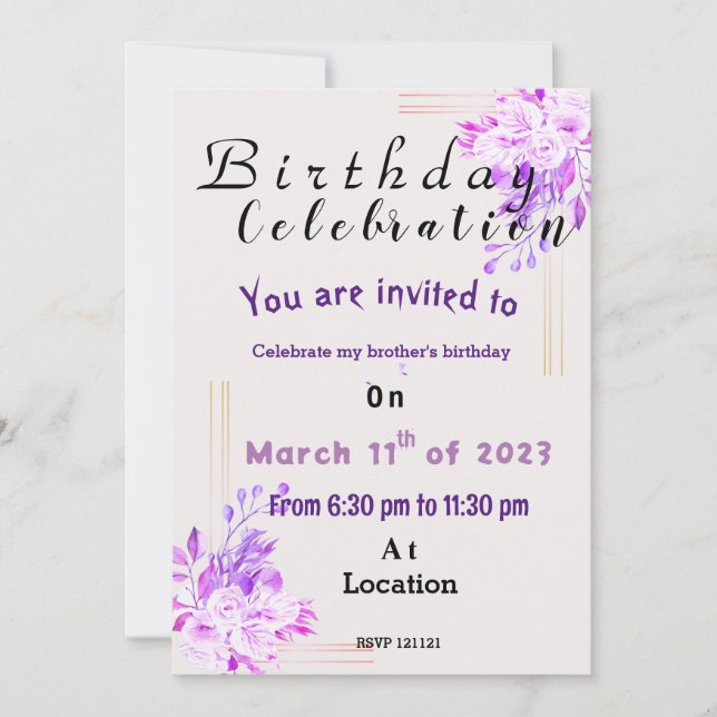 Brother's birthday invitation (Front)