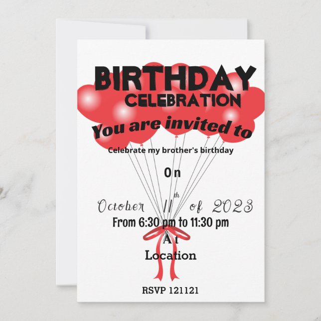 Brother's birthday invitation (Front)