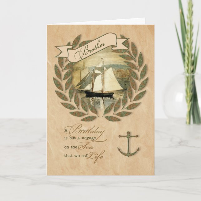 Brother's Birthday Nautical Sailboat Card (Front)
