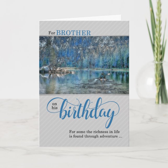 Brother's Birthday Outdoorsman Kayak Rowing Card (Front)