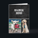 Brother's Birthday With Golden Retrievers Card<br><div class="desc">Black leather with text and cute golden retriever dogs for a birthday.
All text is editable.</div>