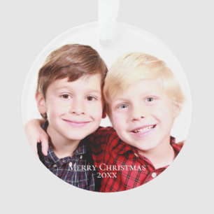 Brothers By Birth  Red Photo Merry Christmas Ornament