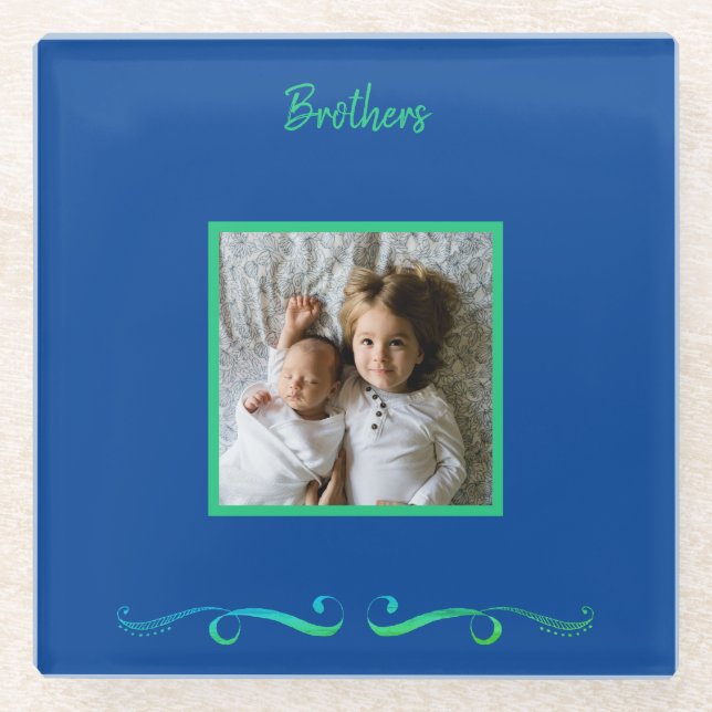Brothers Custom Framed Photo  Glass Coaster (Front)