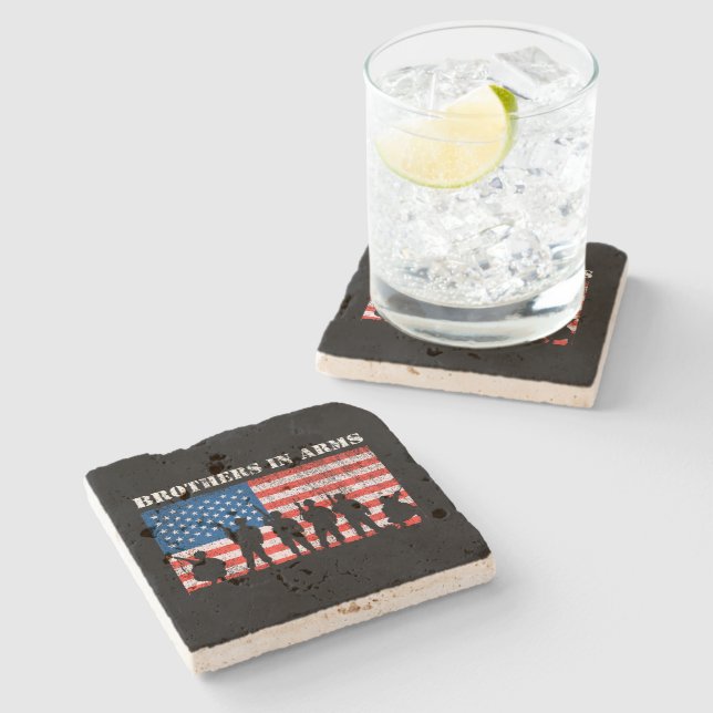 Brothers In Arms  Stone Coaster (Side)