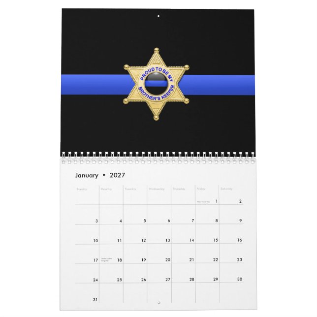 Brothers Keeper Badge Thin Blue Line Calendar (Jan 2027)