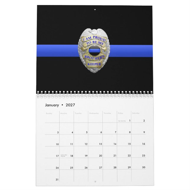 Brothers Keeper Badge Thin Blue Line Calendar (Jan 2027)