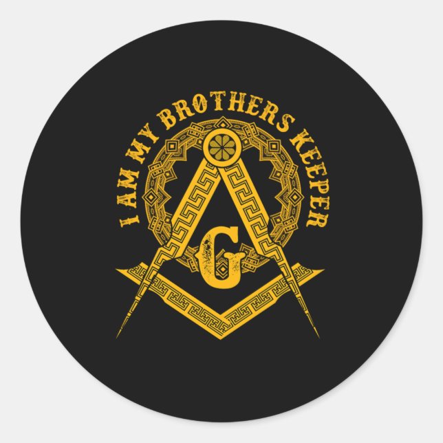 Brothers Keeper Illuminati Symbol Masonic Conspira Classic Round Sticker (Front)