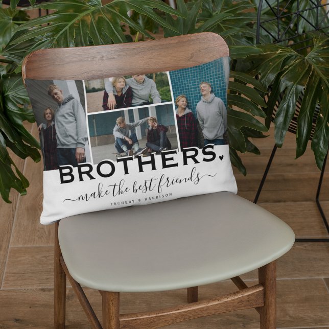BROTHERS Quote & Photo Collage Gift Decorative Cushion (Creator Uploaded)