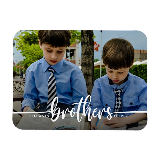 Brothers Script Modern Photo Magnet (Horizontal)