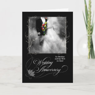 Brother's Wedding Anniversary Black and White Card