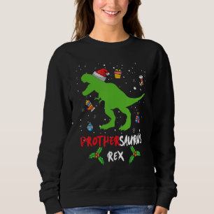 Brothersaurus Dinosaur Santa Christmas Matching F Sweatshirt