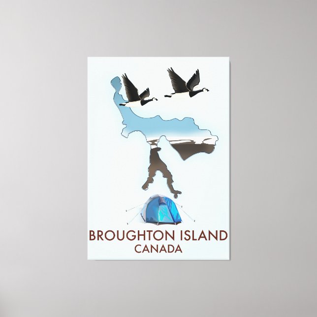 Broughton island Canada Travel map Canvas Print (Front)