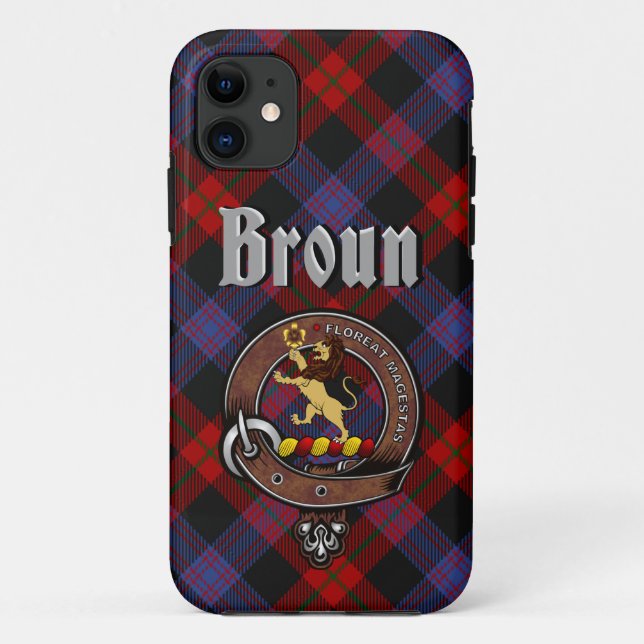 Broun Clan Badge & Tartan Phone Case (Back)