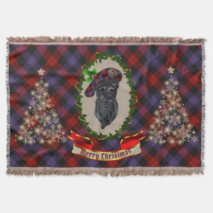 Broun Scottie Dog Christmas Throw Blanket