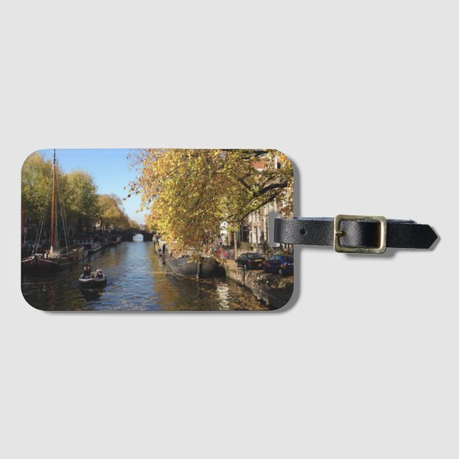 Brouwersgracht Amsterdam Canal Autumn Photo Luggage Tag (Front Horizontal)