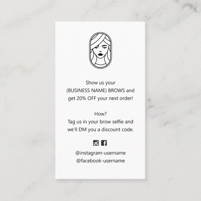 Brow and Lash Extension Discount Coupon Business  Business Card (Front)