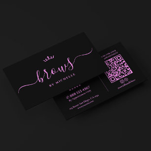 Brow Artist Black Purple Minimal Brows Studio Business Card