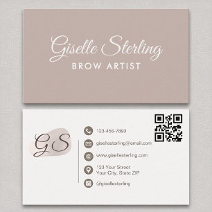 Brow Artist Blush Mauve Modern Elegant QR Code Business Card
