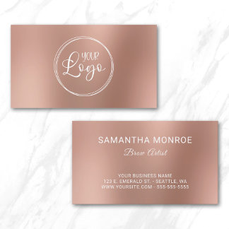 Brow Artist Business Logo Rose Gold Ombre Blur Card