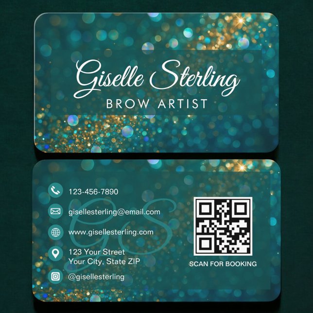 Brow Artist Green QR Code Business Card (Creator Uploaded)