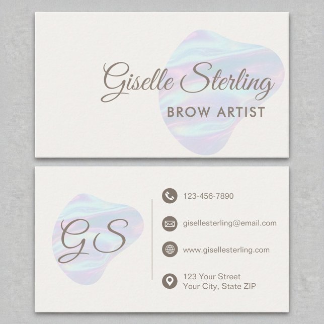 Brow Artist Iridescent Pearl Opal Abstract Business Card (Creator Uploaded)