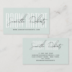 Brow artist modern typography script blue  business card