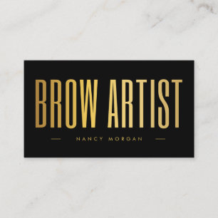 Brow Artist QR Code & Logo Black And Gold Business Card