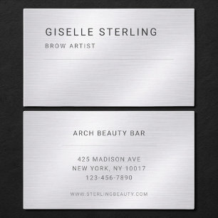Brow Artist Silver Metallic Professional Business Card