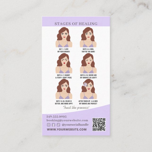 Brow Microblading Aftercare & Appointment Reminder Business Card (Back)