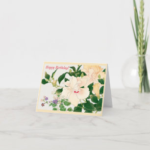 Browallia & ibiscus flower card