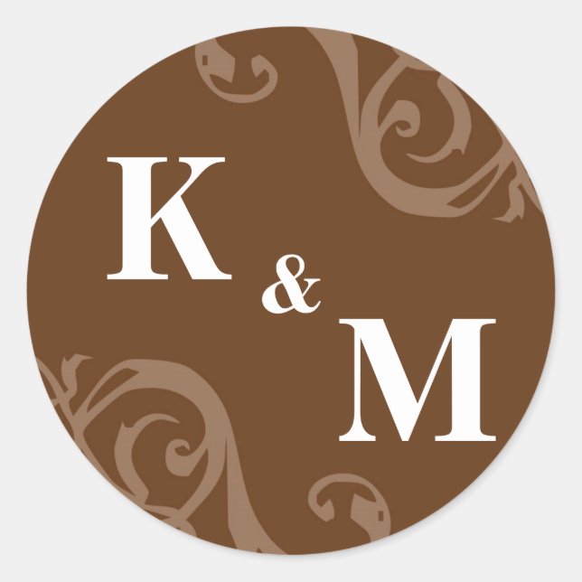 Brown 2 initial letter monogram favour tag seal (Front)
