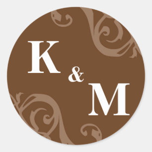 Brown 2 initial letter monogram favour tag seal