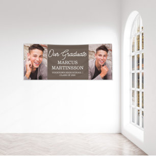 Brown 2 Photo Modern Our Graduate Graduation Banner