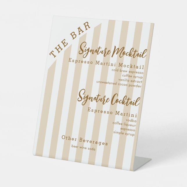 Brown 2 Signature Drinks Mocktail Cocktail Bar Pedestal Sign (Front)